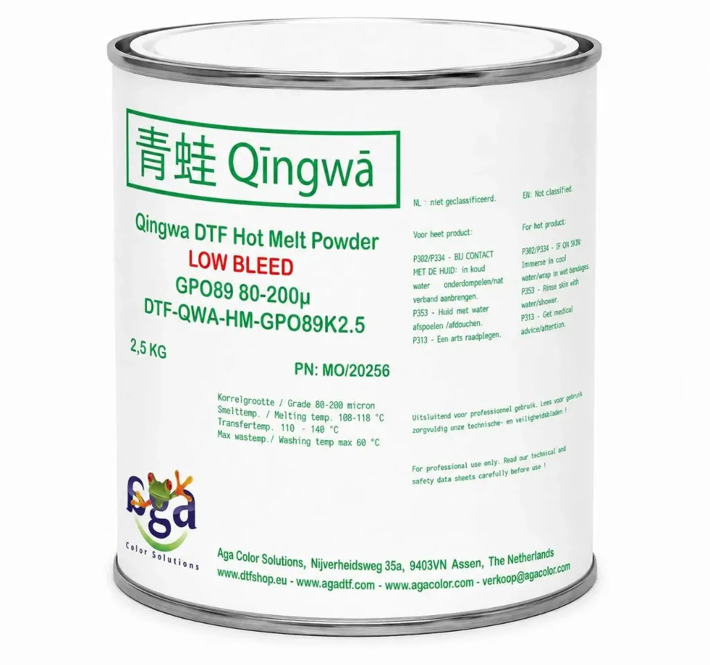 Qingwa DTF Low Bleed Hot Melt Powder GPO89 80-200 micron